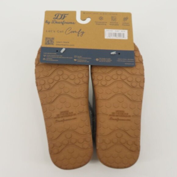 Dearfoams Medium 7-8 Gray Sweater Knit Indoor Outdoor Memory Foam Slippers NEW - Picture 9 of 13